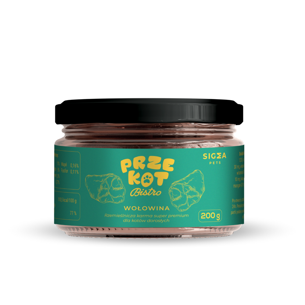 Mokra karma dla kota z wołowiną - Bistro Rzemieślnicza Premium 200 g